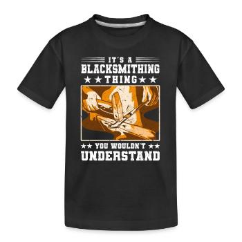 Schmieden | Schmied Amboss Handwerk Geschenkideen - Kinder Premium Bio T-Shirt - Schwarz - Vorne