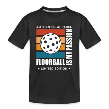 Floorball - Kinder Premium Bio T-Shirt - Schwarz - Vorne