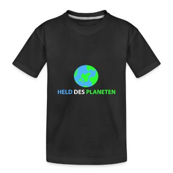Held des Planeten - Kinder Premium Bio T-Shirt - Schwarz - Vorne