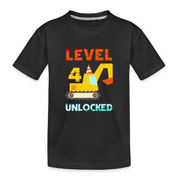 Level 4 unlocked Bagger - Kinder Premium Bio T-Shirt - Schwarz - Vorne