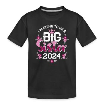 Ich werde Große Schwester 2024 Schwangerschaft - Kinder Premium Bio T-Shirt - Schwarz - Vorne