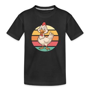 Cooles Cartoon Huhn Vintage Sunset - Kinder Premium Bio T-Shirt - Schwarz - Vorne