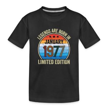 Legends Are Born In January 1977 Limited Edition - Kinder Premium Bio T-Shirt - Schwarz - Vorne