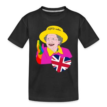 Queen in rainbow colors with Union Jack heart - Kids' Premium Organic T-Shirt - black - Front
