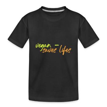 vegan - rettet Leben - Kinder Premium Bio T-Shirt - Schwarz - Vorne