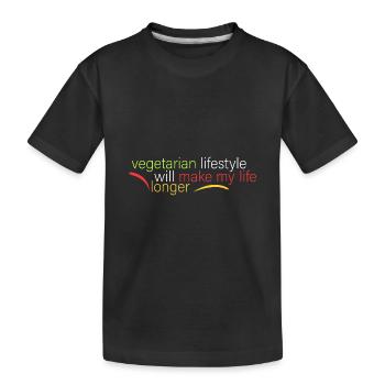 vegetarisch - macht mein Leben länger - Kinder Premium Bio T-Shirt - Schwarz - Vorne