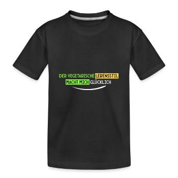 vegetarisch macht mich glücklich - Kinder Premium Bio T-Shirt - Schwarz - Vorne