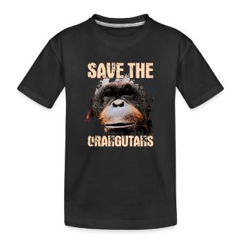 Protects the orangutans - Kids' Premium Organic T-Shirt - black - Front