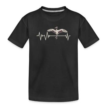 Crane Bird Heartbeat - Kids' Premium Organic T-Shirt - black - Front