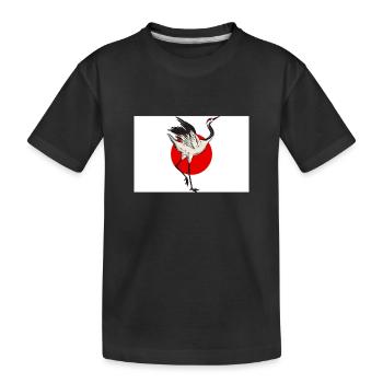 Kranich Japan - Kinder Premium Bio T-Shirt - Schwarz - Vorne