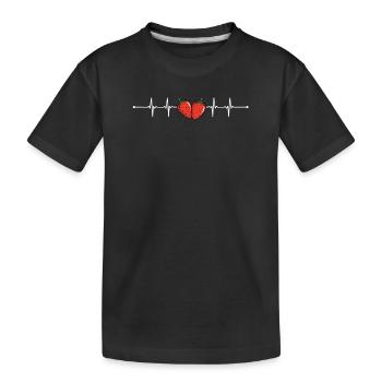 Erdbeer Herzschlag Geschenk - Kinder Premium Bio T-Shirt - Schwarz - Vorne