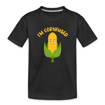 Funny Corn Gift - Kids' Premium Organic T-Shirt - black - Front