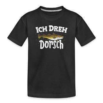 Ich dreh Dorsch Angeln Spruch Vatertag outfit - Kinder Premium Bio T-Shirt - Schwarz - Vorne