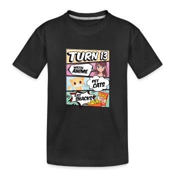13th Birthday Anime Girl - Kids' Premium Organic T-Shirt - black - Front