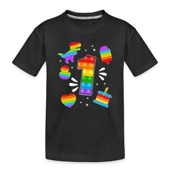 1. Geburtstag Pop 1 Jahr Party Für Jungen pop it - Kinder Premium Bio T-Shirt - Schwarz - Vorne