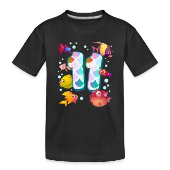 11. Geburtstag | Regenbogenfisch Geburtstag | - Kinder Premium Bio T-Shirt - Schwarz - Vorne