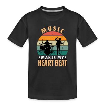 Music Makes My Heart Beat - Kids' Premium Organic T-Shirt - black - Front