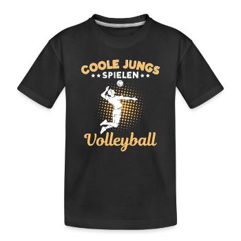 Coole Jungs Spielen Volleyball - Kinder Premium Bio T-Shirt - Schwarz - Vorne