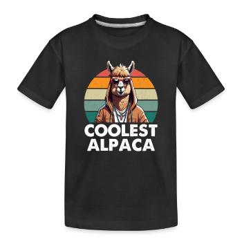 Coolest Alpaca - Kids' Premium Organic T-Shirt - black - Front