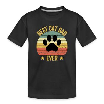 Best Cat Dad Ever - Kinder Premium Bio T-Shirt - Schwarz - Vorne