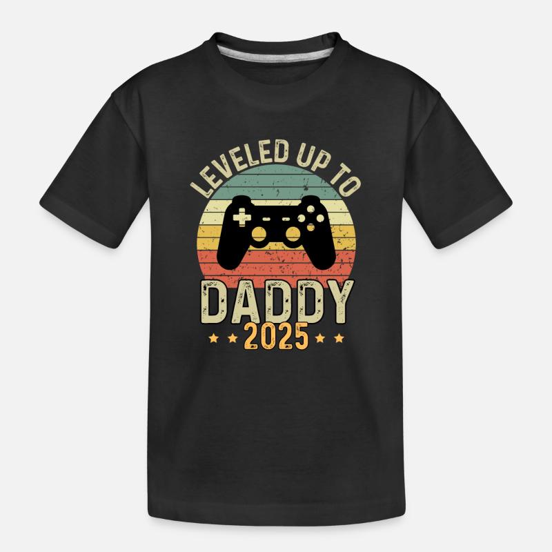 Leveled Up To Daddy 2025 - Kinder Premium Bio T-Shirt - Schwarz