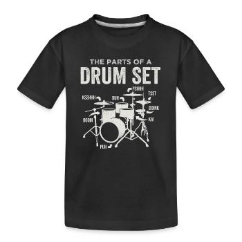 Teile eines Schlagzeugs Schlagzeuger Schlagzeuger Schlagzeuger Musiker - Kinder Premium Bio T-Shirt - Schwarz - Vorne