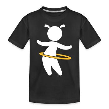 Kind spielt mit Hoolahoop - Kinder Premium Bio T-Shirt - Schwarz - Vorne