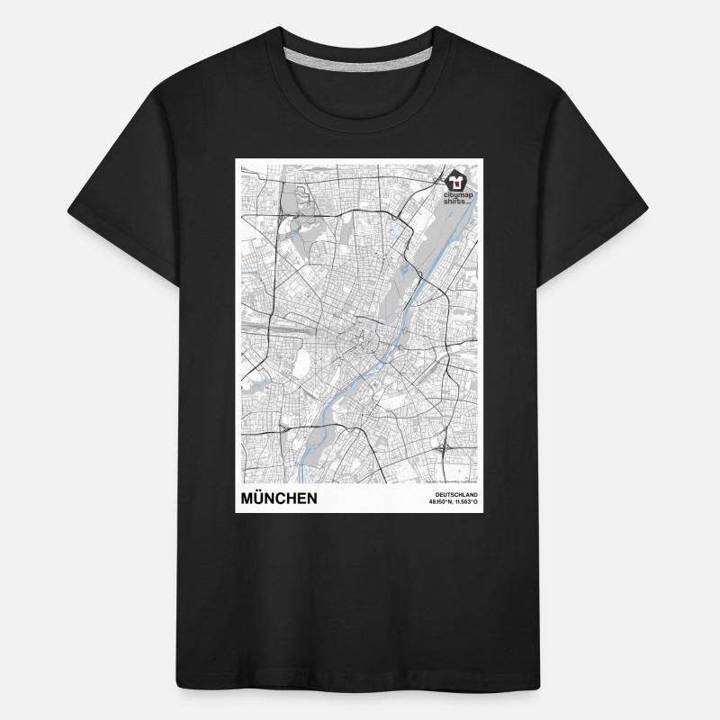 Munich Basic city map black and white Kids' Premium Organic T-Shirt