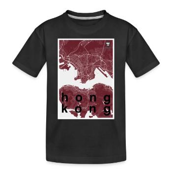 Hong Kong Hipster Stadt Karte rot - Kinder Premium Bio T-Shirt - Schwarz - Vorne
