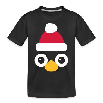 Christmas Penguin Head - Kinder Premium Bio T-Shirt - Schwarz - Vorne