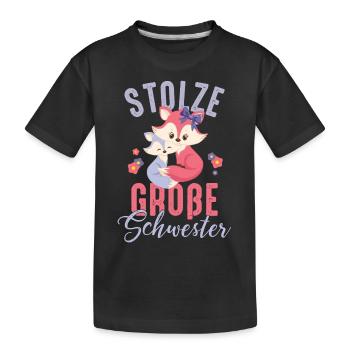 Fier grande soeur frère bébé enfant Fuchs - T-shirt bio Premium Enfant - noir - Devant