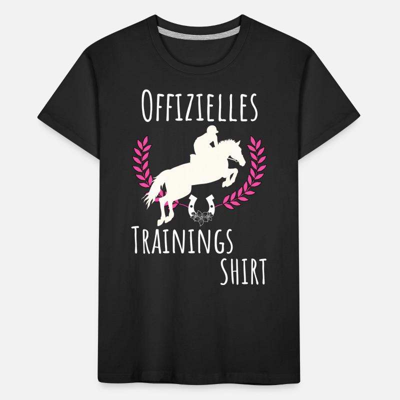 Reiten Pferde Springreiten Training Pferdemädchen Kinder Premium Bio T-Shirt