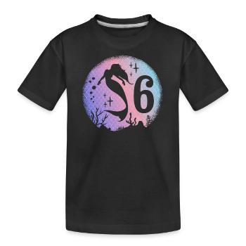 Mermaid Birthday Girl 6 years old Mermaid - Kids' Premium Organic T-Shirt - black - Front