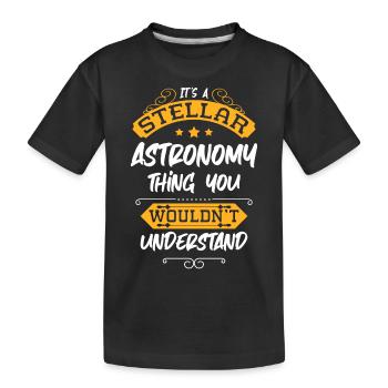 Astronaut Schwerelos Sterne Rakete - Kinder Premium Bio T-Shirt - Schwarz - Vorne