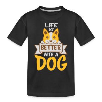 better with a dog - Kids' Premium Organic T-Shirt - black - Front
