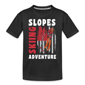 Winter sports Winter holiday Pistensau Skier - Kids' Premium Organic T-Shirt - black - Front