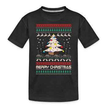Pull moche Joyeux Chrsimas avec arbre de Noël - T-shirt bio Premium Enfant - noir - Devant
