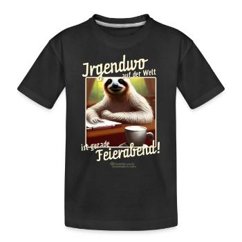 Bürohumor Sprüche-Design Feierabend und Faultier - Kinder Premium Bio T-Shirt - Schwarz - Vorne