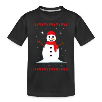 Bonhomme de neige Noël d’hiver - T-shirt bio Premium Enfant - noir - Devant