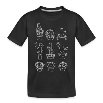 6 different cacti white - Kids' Premium Organic T-Shirt - black - Front