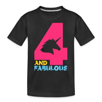 4 AND FABULOUS UNICORN 4TH BIRTHDAY - Kids' Premium Organic T-Shirt - black - Front