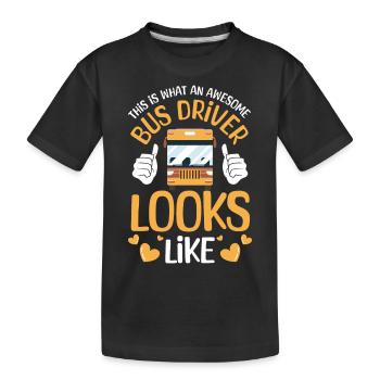 Bus driver school bus Regular bus transport - Kids' Premium Organic T-Shirt - black - Front