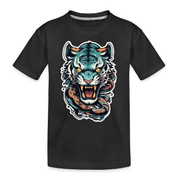 Tiger Japanese tattoo - Kids' Premium Organic T-Shirt - black - Front