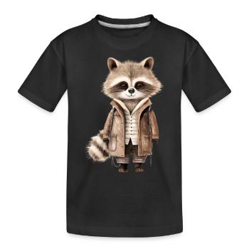 Rascal Raccoon: Urban Explorer T-Shirt - Kinder Premium Bio T-Shirt - Schwarz - Vorne