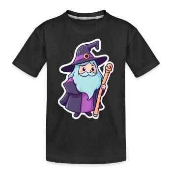 Cute wizard 02 - Kids' Premium Organic T-Shirt - black - Front