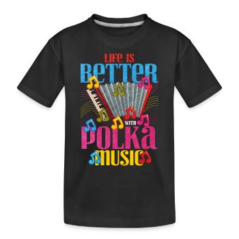 Accordion Polka Music Gift - Kids' Premium Organic T-Shirt - black - Front