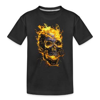 Skull Flames Skull Fire Skeleton Biker - Kids' Premium Organic T-Shirt - black - Front