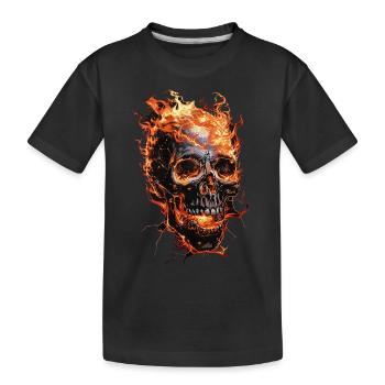 Skull Flames Skull Fire Skeleton Biker - Kids' Premium Organic T-Shirt - black - Front