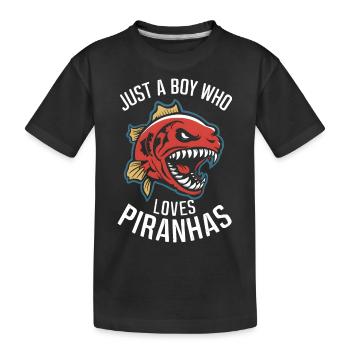 Piranha - Kinder Premium Bio T-Shirt - Schwarz - Vorne