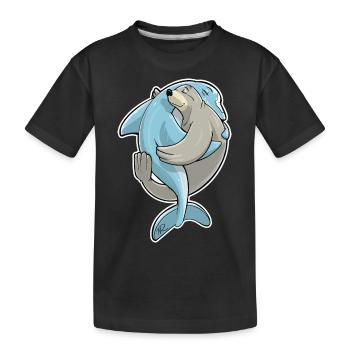 ❤️ Best Friends Forever, Seal and Dolphin - Kids' Premium Organic T-Shirt - black - Front